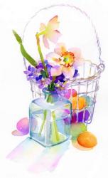 Egg basket with flowers, 2014, (watercolor) | Obraz na stenu