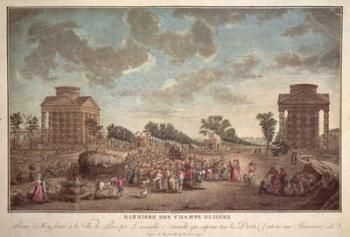 The Barrier at the Champs Elysees. The Suppression of Right of Entry to Paris in 1790 (coloured engraving) | Obraz na stenu