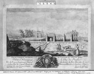 Voltaire's house in Ferney, north side, engraved by Francois, Maria, Isidore Queverdo (1748-97) (engraving) (b/w photo) | Obraz na stenu