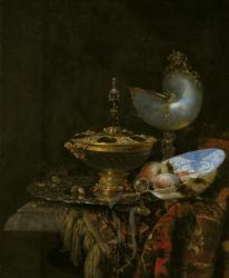 Magnificent Still Life with Holbein Bowl, Nautilus and glass cup and fruit bowl, 1678 (oil on canvas) | Obraz na stenu