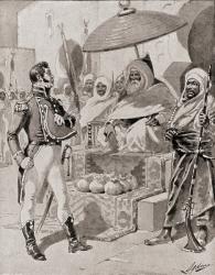Captain William Bainbridge paying the tribute to the Dey of Algiers to secure exemption from capture for U.S. merchant ships in the Mediterranean in 1800, from 'The History of Our Country', published 1905 (litho) | Obraz na stenu
