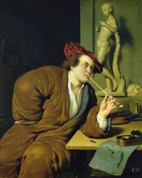 Smoker, possibly a self portrait, 1688 (oil on panel) | Obraz na stenu