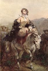 Young Woman on a Horse (w/c on paper) | Obraz na stenu
