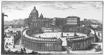 Bernini's original plan for St. Peter's Square, Rome (engraving) | Obraz na stenu