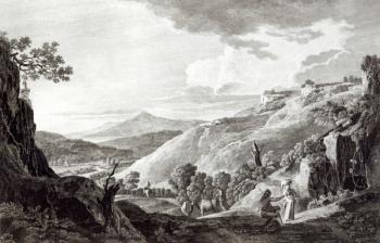 View of Tarquinia and Corneto (engraving) (b/w photo) | Obraz na stenu