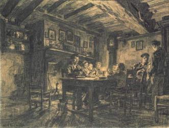 Family supper in the evening, 1883 (charcoal on paper) | Obraz na stenu