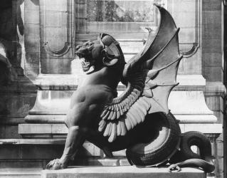 Chimaera from the St. Michel fountain, Paris, c.1860 (b/w photo) | Obraz na stenu