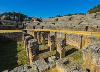 The amphitheatre, Roman city of Italica, near Santiponce, Seville Province, Andalusia, Spain (photo) | Obraz na stenu