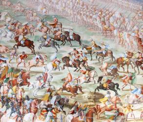 Battle scene, detail from the frescoes in the Hall of Battles (fresco) | Obraz na stenu