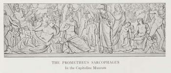 The Prometheus Sarcophagus, after the original in the Capitoline Museum (engraving) | Obraz na stenu