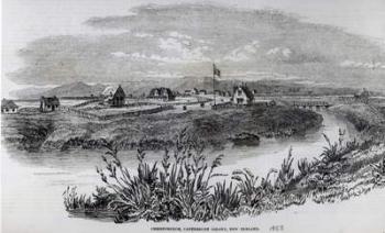 Christchurch, Canterbury Colony, New Zealand, from 'The Illustrated London News', 9th April 1853 (litho) | Obraz na stenu
