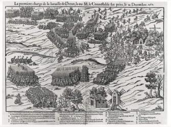 The Battle of Dreux, 19th December 1562 (engraving) (b/w photo) | Obraz na stenu