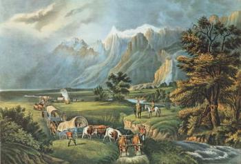 The Rocky Mountains: Emigrants Crossing the Plains, 1866 (colour litho) | Obraz na stenu