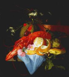 A Still Life with Lobster, Lemon and Grapes | Obraz na stenu