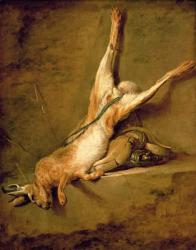 Dead hare with powder horn and gamebag, c.1726-30 (oil on canvas) | Obraz na stenu