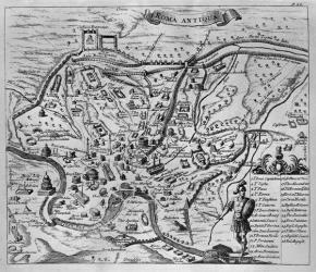 Map of Ancient Rome (etching) (b/w photo) | Obraz na stenu