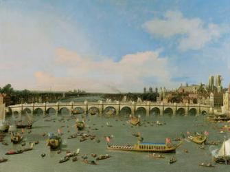 Westminster Bridge, London, With the Lord Mayor's Procession on the Thames (oil on canvas) | Obraz na stenu