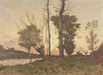 Landscape with a Stream (oil on canvas) | Obraz na stenu