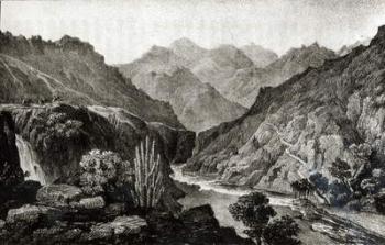 View in the Cordillera (litho) (b/w photo) | Obraz na stenu