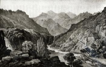 View in the Cordillera (litho) (b/w photo) | Obraz na stenu