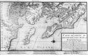 Atlas 131 H f.1 Map of Bas Poitou, Pays d'Aunis and Saintonge, from 'Recueil des Plans du Bas Poitou et de l'Aunis' (engraving) (b/w photo) | Obraz na stenu