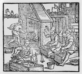 Women Blacksmiths (woodcut) (b/w photo) | Obraz na stenu