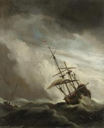A Ship on the High Seas caught by a Squall, known as the 'Gust', 1680 (oil on canvas) | Obraz na stenu