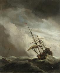 A Ship on the High Seas caught by a Squall, known as the 'Gust', 1680 (oil on canvas) | Obraz na stenu