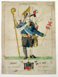 'The Man with Six Heads', caricature of Charles Maurice de Talleyrand-Perigord (1754-1838), 1815 (hand coloured engraving) | Obraz na stenu