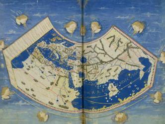 Ms Lat 463 Fol.75v-76r Map of the World with the Twelve Winds (vellum) | Obraz na stenu