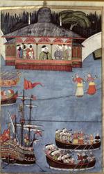 TSM A.3593 Nautical Festival before Sultan Ahmed III (1673-1736) from 'Surname' by Vehbi, c.1720 (gouache on paper) | Obraz na stenu