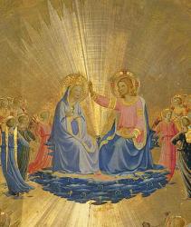 The Coronation of the Virgin, c.1440 (tempera on panel) (central detail of 49984) | Obraz na stenu