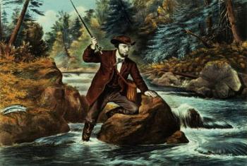 Brook Trout Fishing - An Anxious Moment, 1862 (colour litho) | Obraz na stenu