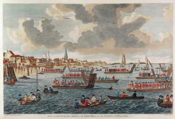 View of Gravesend with troops crossing the Thames to Tilbury Fort (engraving) | Obraz na stenu