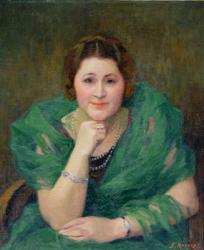 Portrait of a Russian Woman with a Green Scarf (oil on canvas) | Obraz na stenu