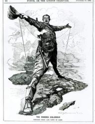 The Rhodes Colossus, from 'Punch', 10th December 1892 (engraving) (b/w photo) | Obraz na stenu