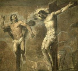 Christ on the Cross and the Good Thief, c.1565 (oil on canvas) | Obraz na stenu