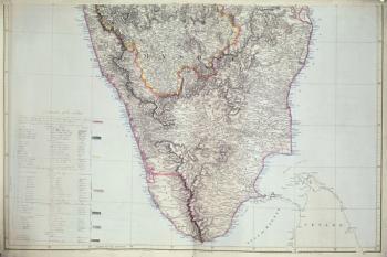Map of Southern India, 1816 (hand coloured engraving) | Obraz na stenu
