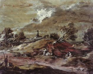 Landscape: Storm Effect, 18th century (watercolour) | Obraz na stenu