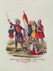 Francois I (1494-1547) King of France and Pierre du Terrail (1476-1524) Chevalier Bayard, after the Battle of Marignan in 1515, 1841 (coloured engraving) | Obraz na stenu