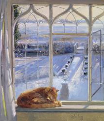 Sundial and Cat (oil on canvas) | Obraz na stenu