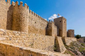 Antequera, Malaga Province, Andalusia, southern Spain. Walls and towers of La Alcazaba, (the citadel or castle). (photo) | Obraz na stenu