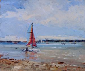 Catamaran, Brittany (oil on panel) | Obraz na stenu