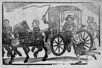 A nobleman in his carriage, an illustration from 'A Book of Roxburghe Ballads' (woodcut) (b/w photo) | Obraz na stenu