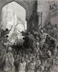 Arrival in Cairo of prisoners of Munich, illustration from 'Bibliotheque des Croisades' by J-F. Michaud, 1877 (litho) | Obraz na stenu