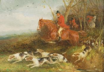 Foxhunting: Breaking Cover (oil on millboard) | Obraz na stenu