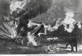 The Interior of Fort Sumter During the Bombardment, 12th April 1861, from 'Harper's Weekly', April 27th 1861 (engraving) (b&w photo) | Obraz na stenu