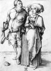 The Cook and his Wife (woodcut) (b/w photo) | Obraz na stenu