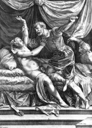 Tarquin and Lucretia, by Cornelis Cort after Titian, 1571 (engraving) | Obraz na stenu