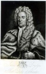 Portrait of James Brydges, first Duke of Chandos (1673-1744), engraved by Burnet Reading (fl. 1776-1822) (engraving) (b/w photo) | Obraz na stenu